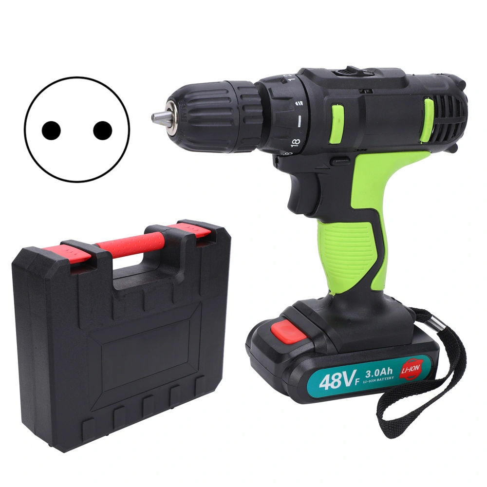 Electric Drill 2‑Speed Lithium Battery Pistol Screwdriver Impact Drilling Tool AC100‑240VEU Plug