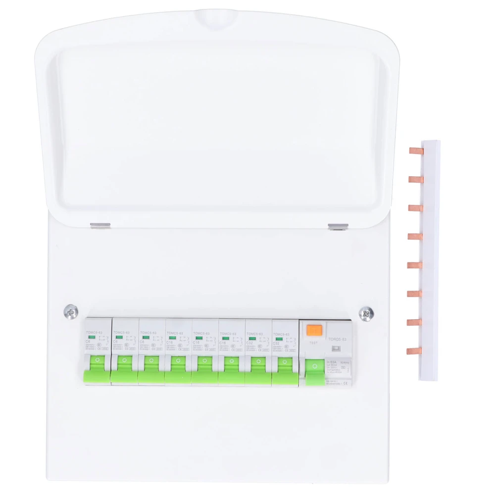 8Way Leakage Circuit Breaker Waterproof Distribution Box SEGUK 8WAY 63A 30mA RCD 8MCB