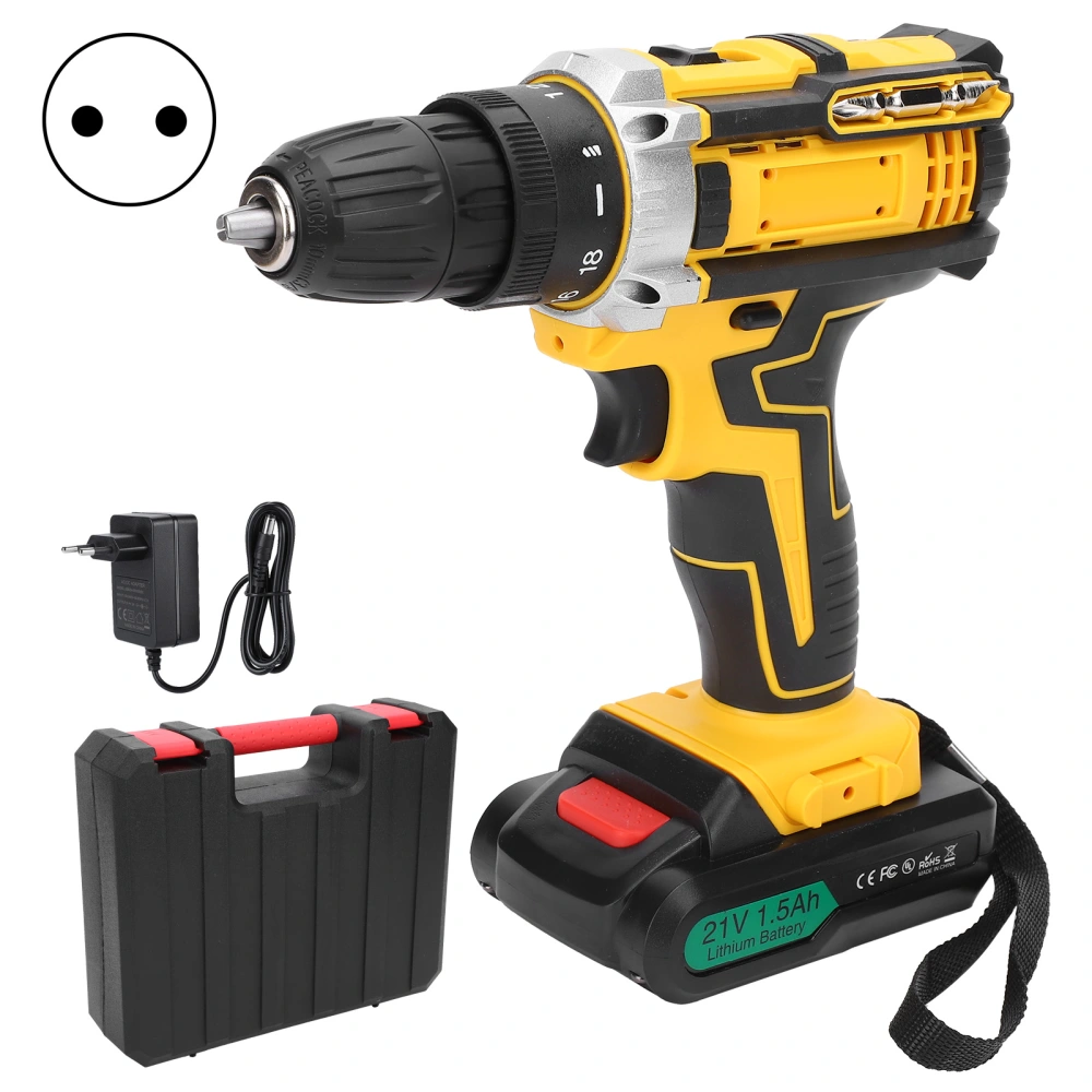 Lithium Electric Drill Rechargeable Cordless Handheld Household Power Screwdriver AC100‑240VEU Plug