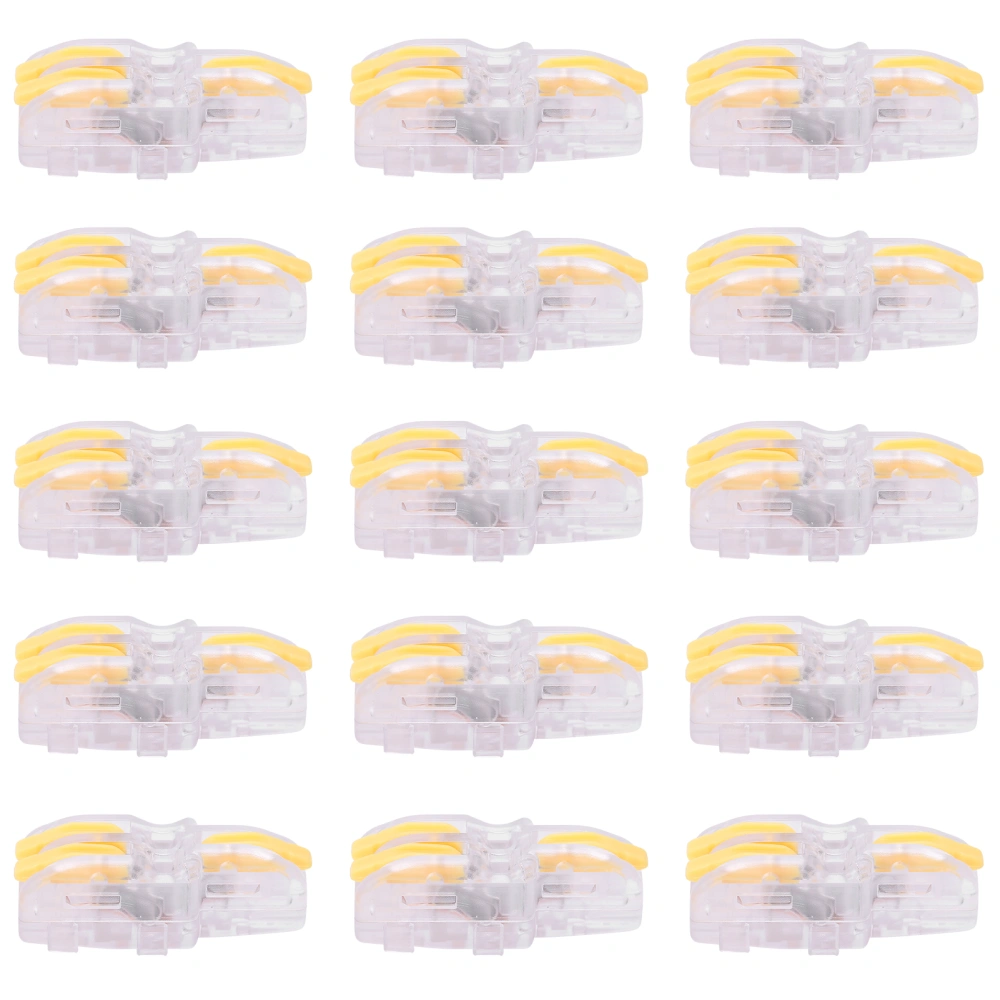 20Pcs Wire Quick Connector 1 in 2 out Transparent T-Type Conductor Terminal Block SPL-F12(Yellow )