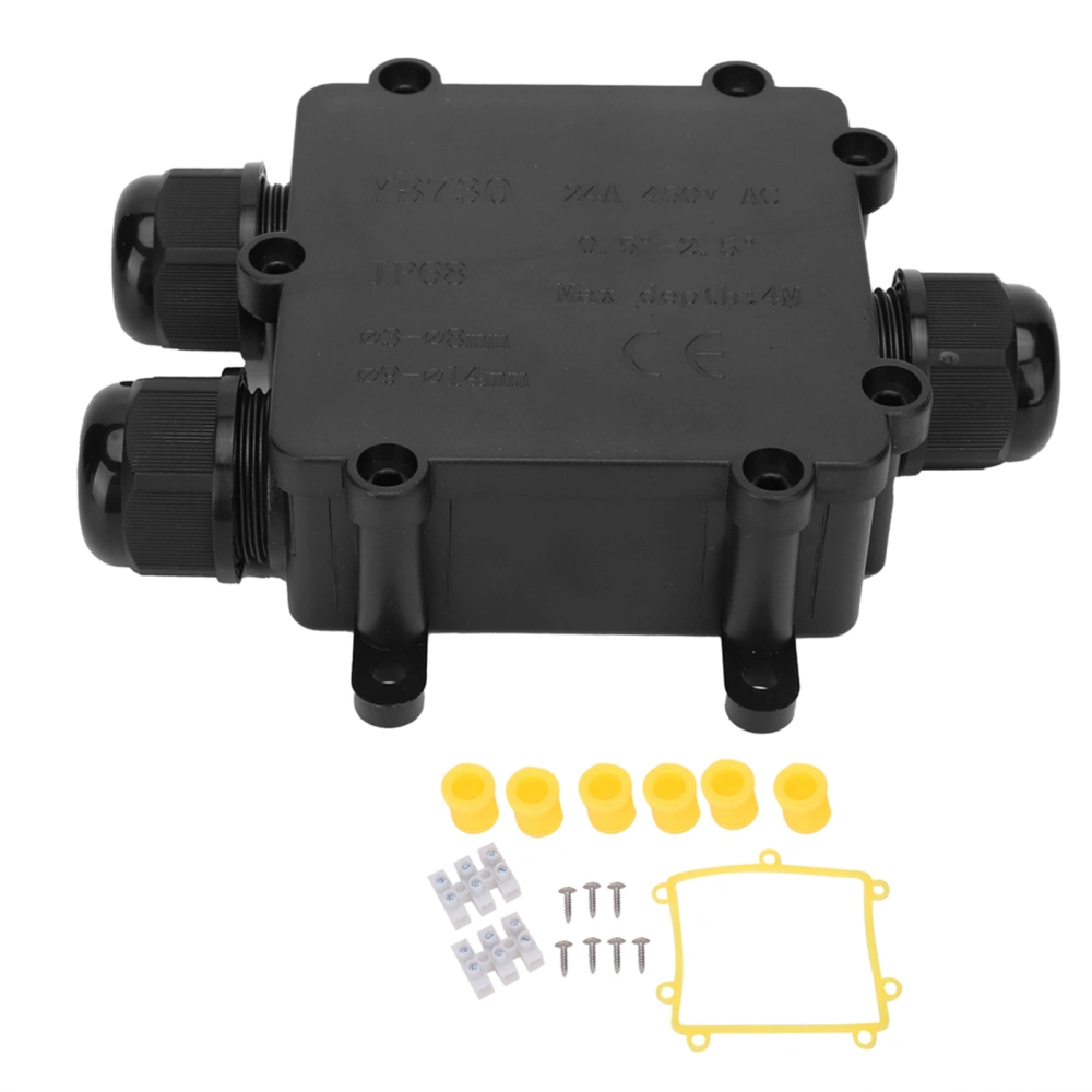 Waterproof Junction Box Outdoor 3 Way Flame Retardant Cable Connector Case IP68 YB730