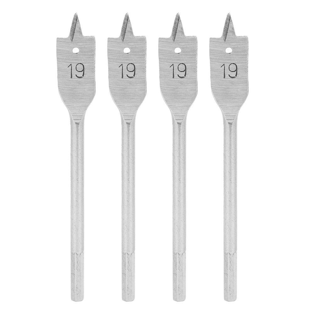 4Pcs Spade Drill Bit Set Paddle Flat Bit HighCarbon Steel Woodworking Hand Tools Hardware 19mm