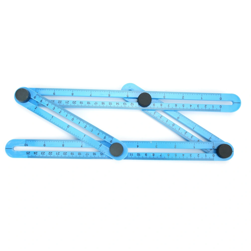 4‑Sided Rulers Blue Multi Angle Guide Slide Template Plastic Measuring Tool 25cm