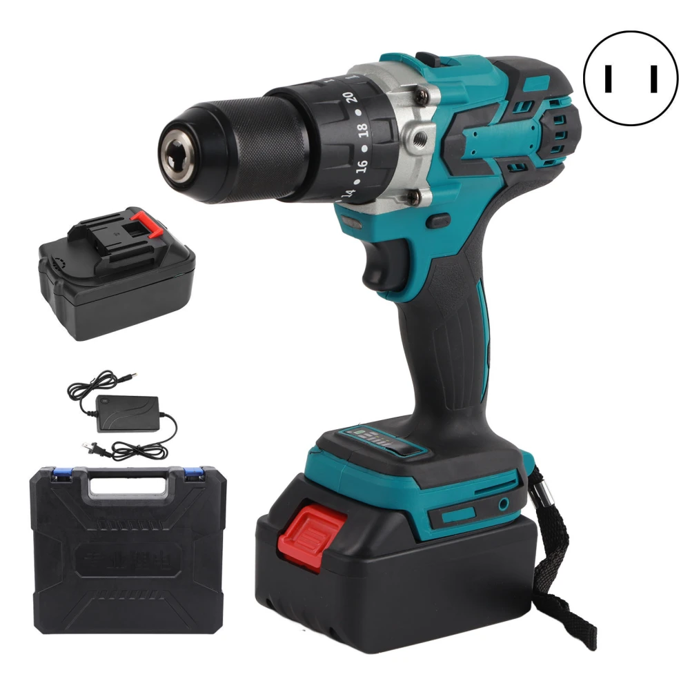 Electric Screwdriver Set Cordless Lithium Battery Rechargeable Drill Tools 13mm AC110‑240VUS Plug