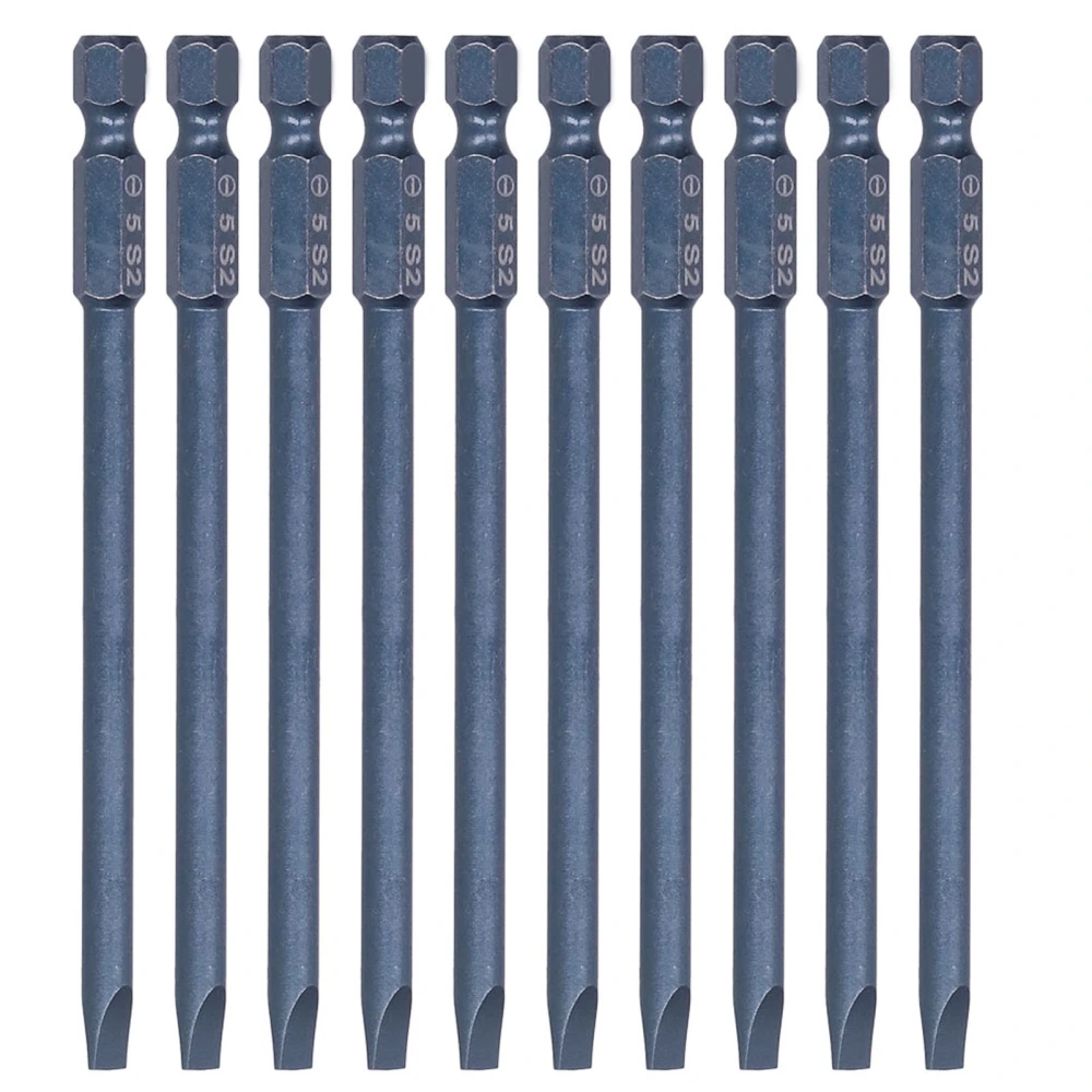 10pcs Slotted Screwdriver Bits Impact Resistant Large Torsion Steel Alloy Bit for Hand Electric Drills