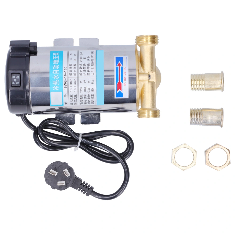 Booster Pump Manual Silent Cold and Hot Water G1in 100W 15WG‑10‑100 AC220V