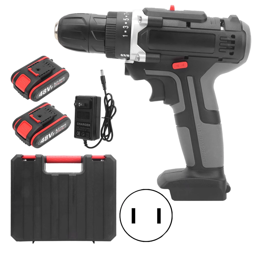 Electric Screwdriver Set Household 2‑Speed Impact Drilling Machine AC100‑240V 2000rpmUS Plug