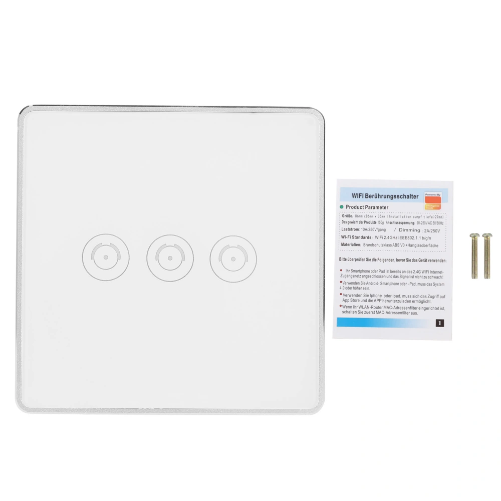 Smart Switch Wifi Wireless Touch Switch APP Remote Control British Standard 95‑240VAC S104‑3