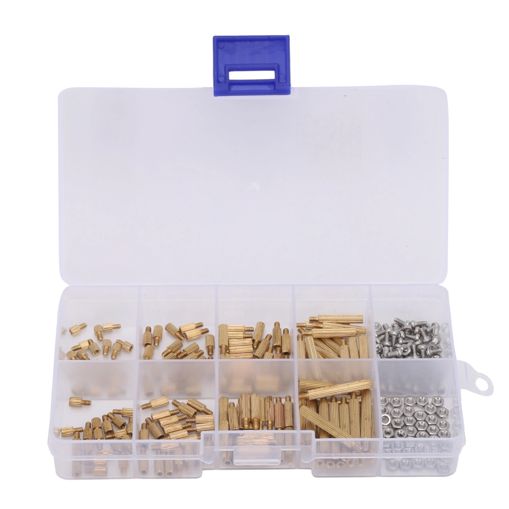 260Pcs Standoff Spacer Kit Nut Assortment Box Brass Threaded Industrial Supplies M2