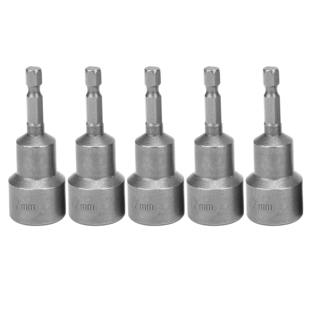 5Pcs Hex Socket Chrome Vanadium Steel Strong Magnetic Nut Electric Drill Screwdriver Bit 17mm