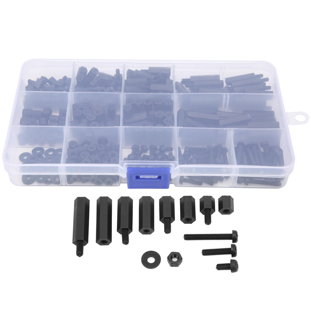 Screw Nut Stud Set Combination M3 Nylon Hex StandOff Assortment Kit Boxed Fastener Black