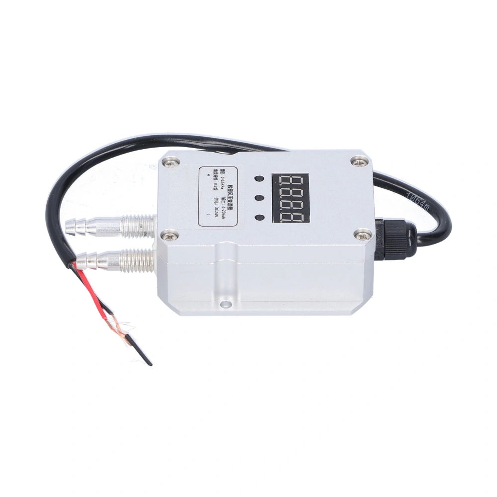 Wind Pressure Transmitter Silver Digital Display Differential Sensor 4-20mA DC 24V0-5Kpa