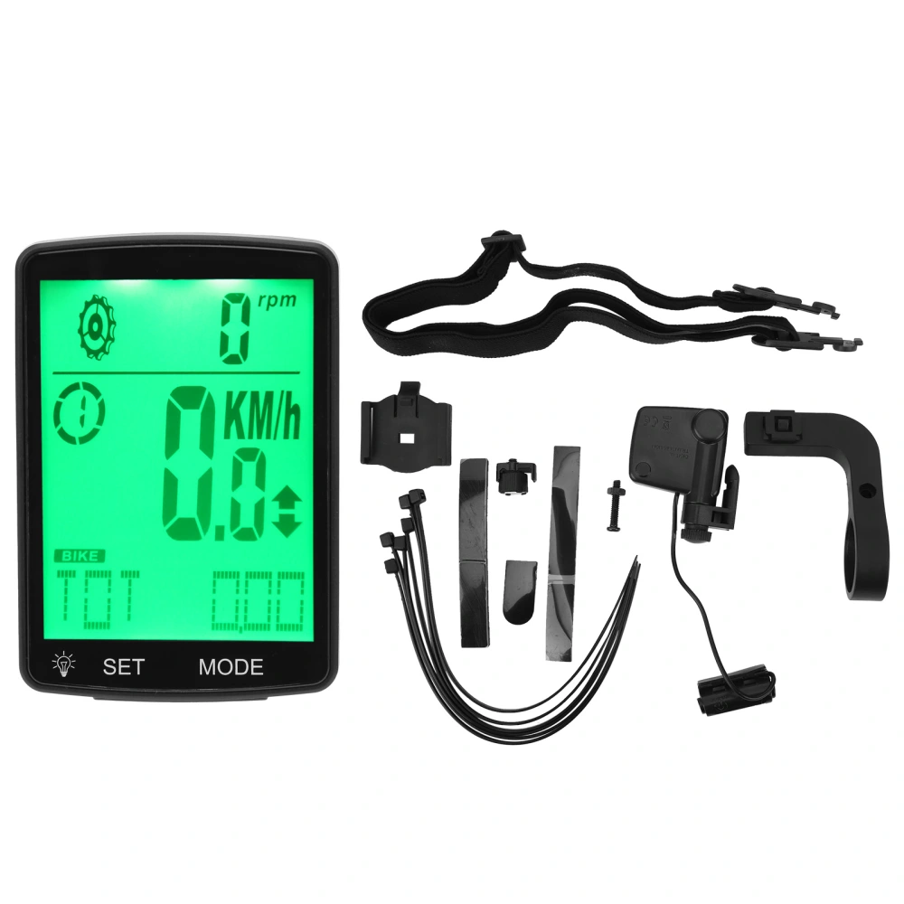 2.8in LED Screen Bicycle Computer Luminous Multifunction Stopwatch Bicycle SpeedometerGreen