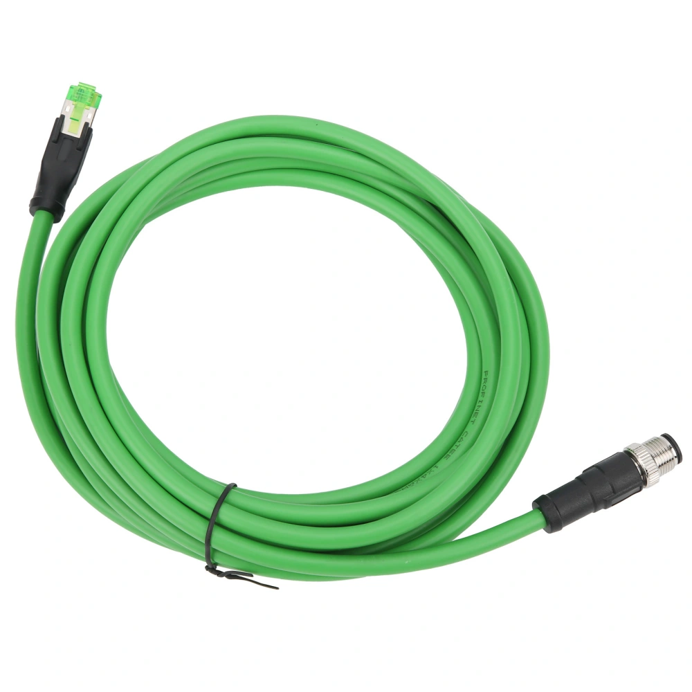 M12 to RJ45 Industrial Ethernet Cable IP67 Waterproof Connecting Line Wire 5m/16.4ft Length