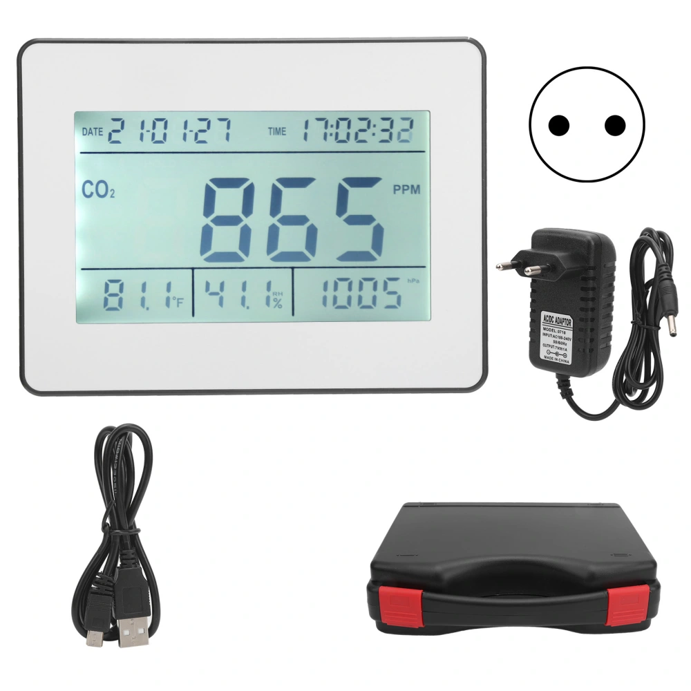 TL-2000 LCD CO2 Detector Monitor for CO2 Temperature Humidity Atmospheric Pressure AC100-240VEU