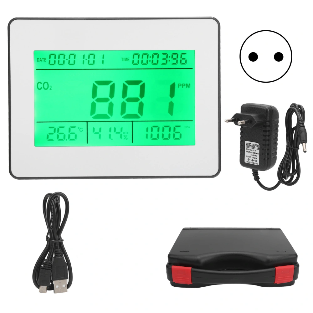 TL‑2000A Multifunctional CO2 Meter Temperature Humidity Recorder Air Quality Monitor AC 100‑240VEU Plug