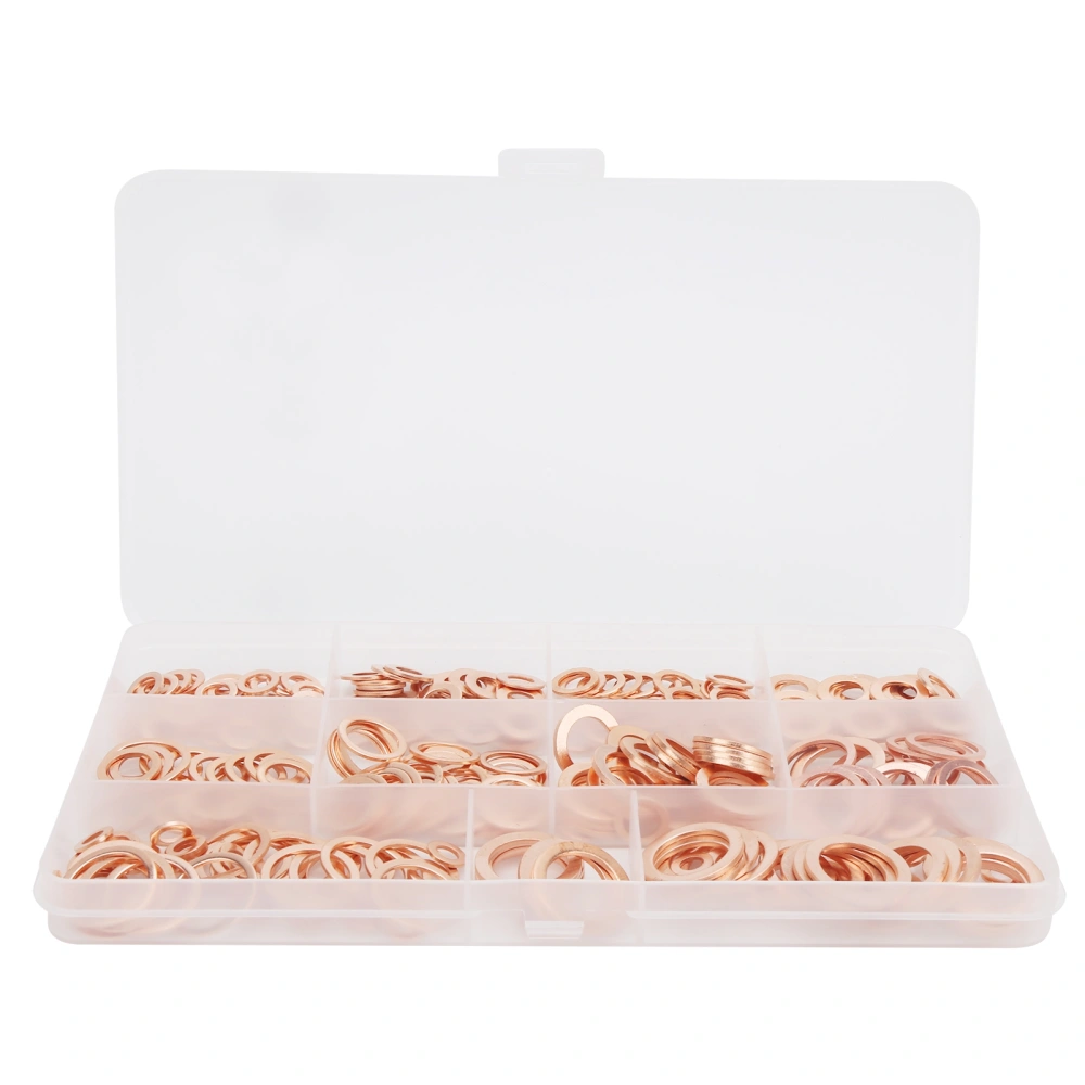 300pcs Portable Red Copper Gasket Metal Washers Hardware Parts Assortment Kit M5-M16