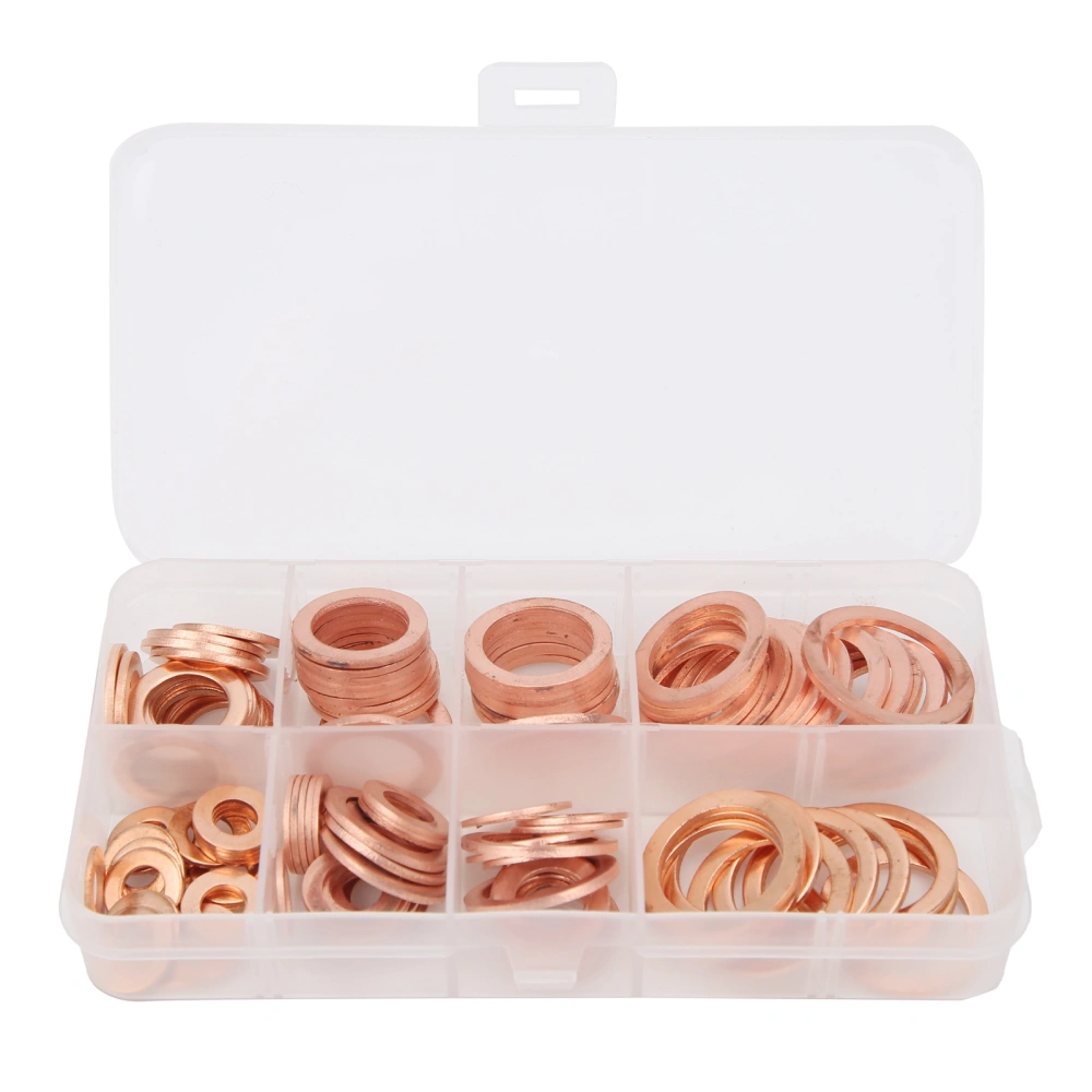 120pcs Professional Red Copper Washers Metal Gasket Hardware Fastener Parts Assortment Kit