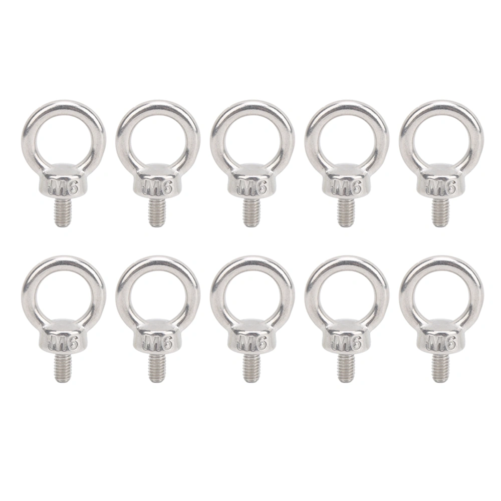 10Pcs M6 Lifting Eye Ring Bolts Screw 304 Stainless Steel Fastener Accessory Parts