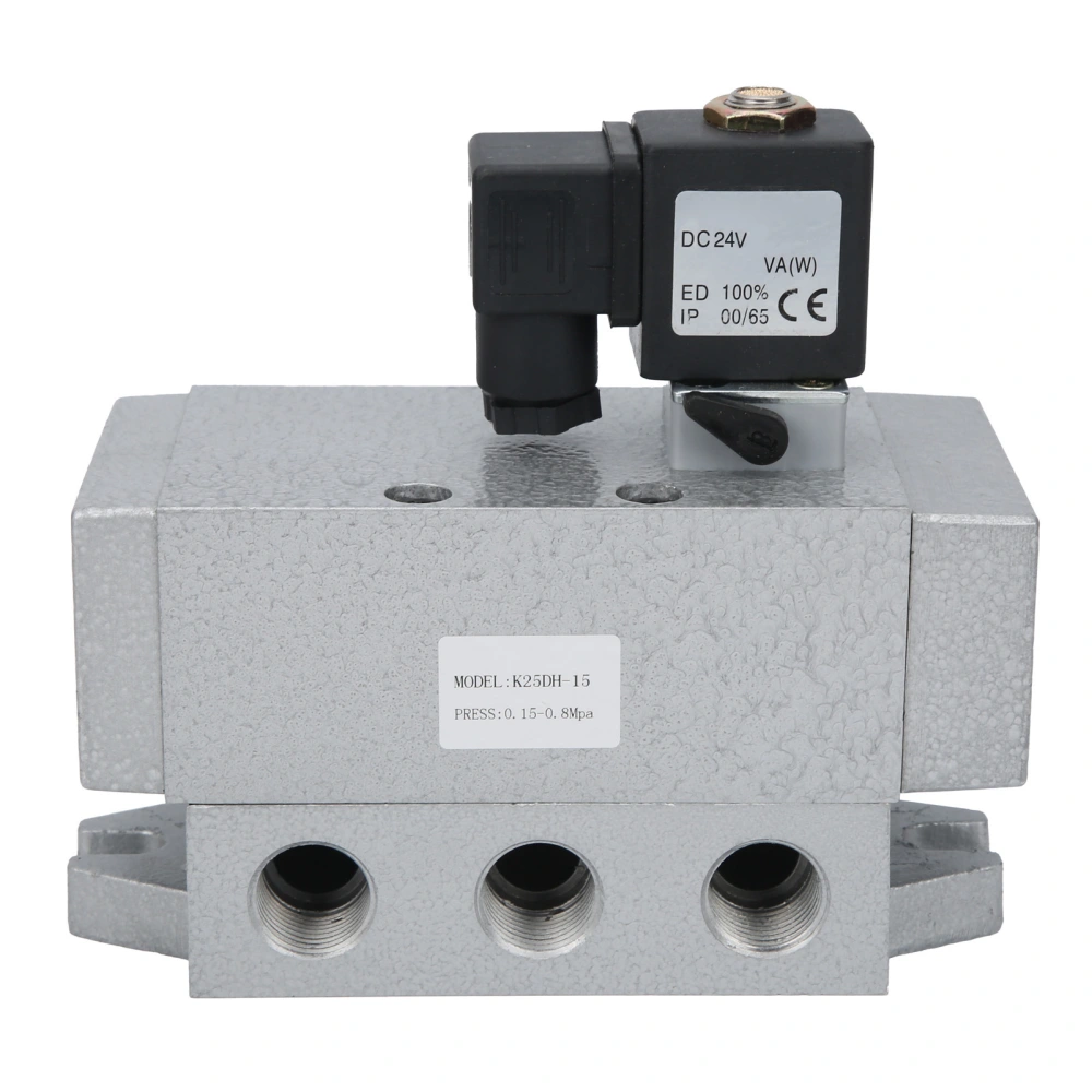 Electric Solenoid Valve G1/2in 2 Position 5 Way Single Control Directional Valve K25DH‑15DC24V