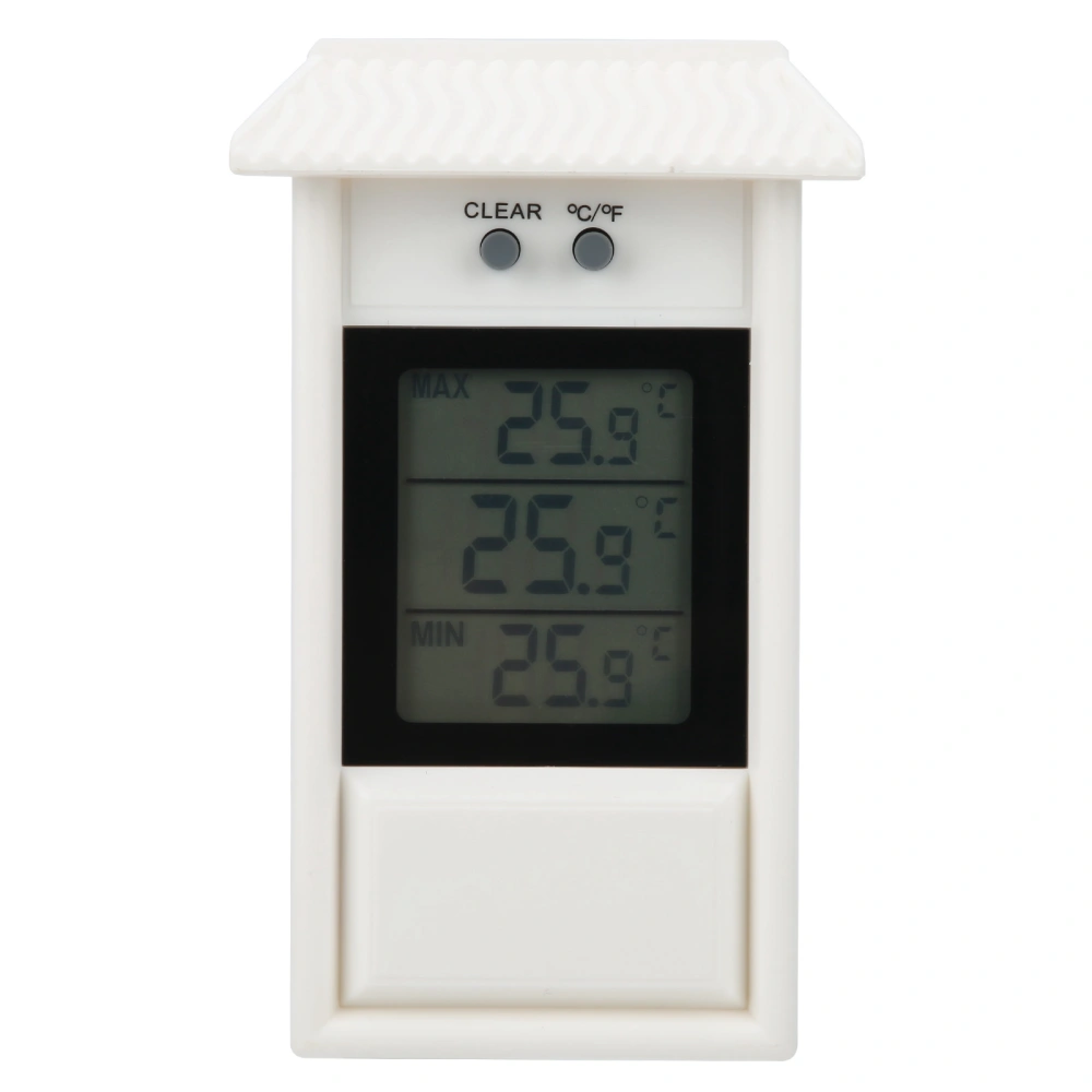 Digital Thermometer Outdoor Garden Waterproof Thermometer White Temperature Gauge with Hook