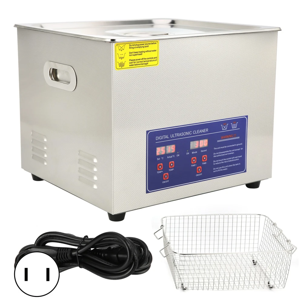 Ultrasonic Cleaner 15L Digital Ultra Sonic Tank Bath Cleaning Heater Timer PS‑60AUS Plug 110V