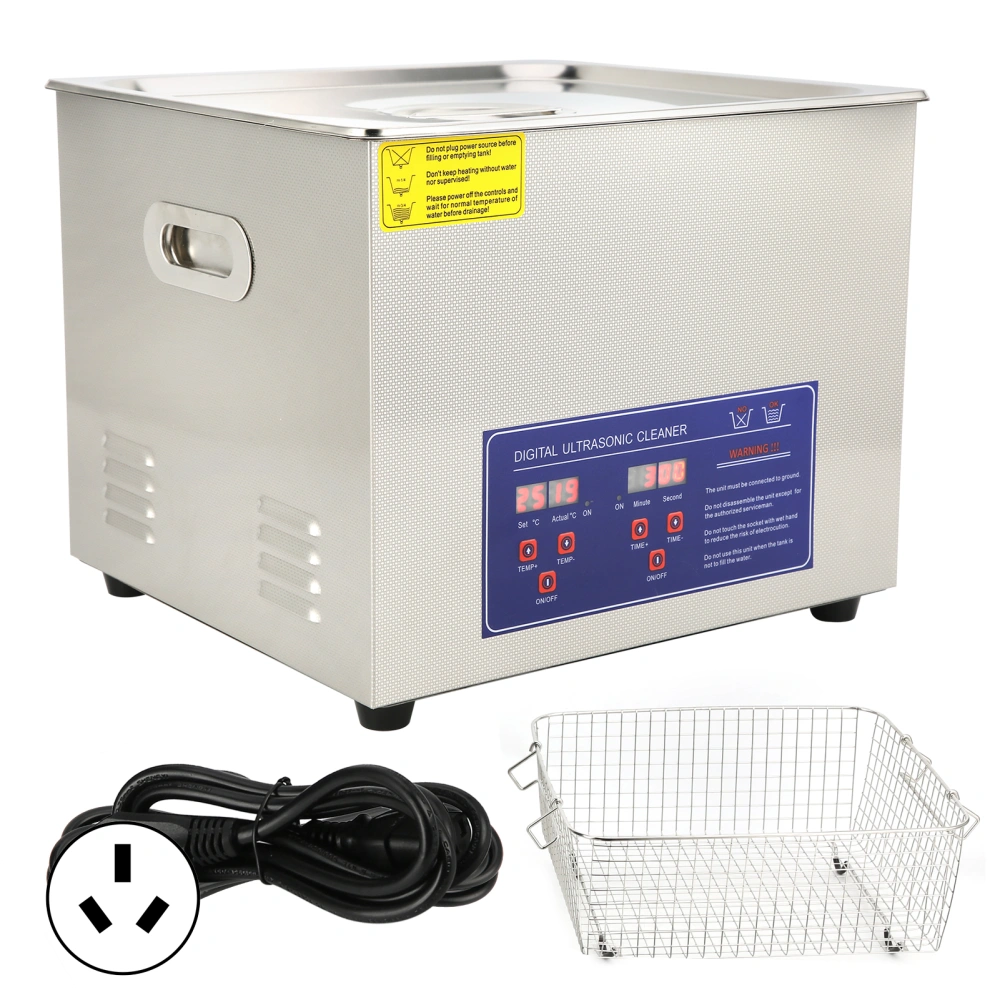 Ultrasonic Cleaner 15L Digital Ultra Sonic Tank Bath Cleaning Heater Timer PS‑60AAU Plug 220V