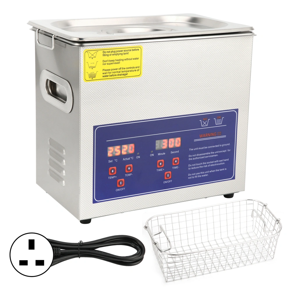 Ultrasonic Cleaner with Heater Stainless Steel Timer Industrial Grade Machine PS‑20AUK Plug 220V