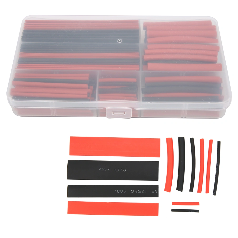 300Pcs Heat Shrink Tubing Polyolefin Boxed Electrical Cable Protector Assortment A Black Red