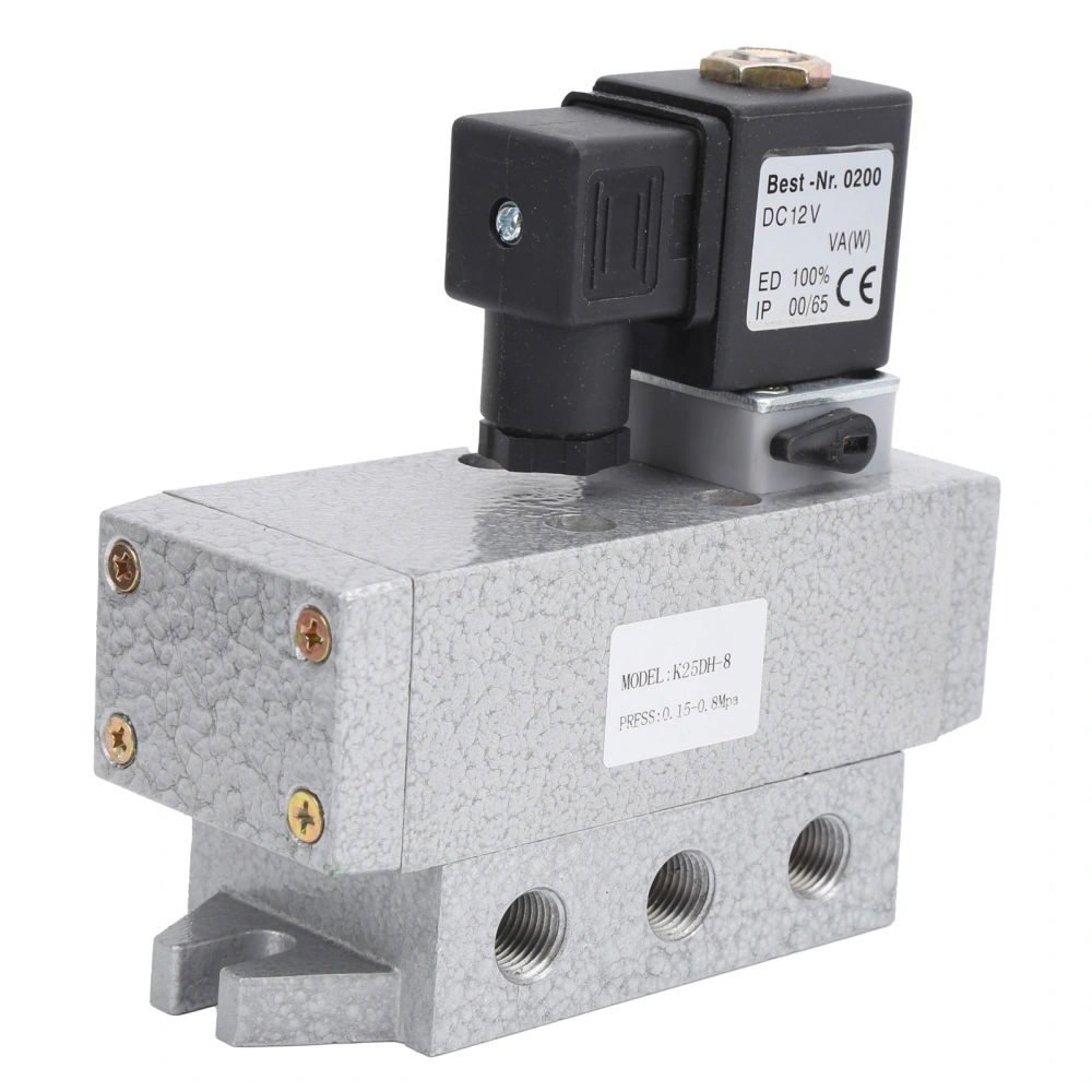 2 Position 5 Way Solenoid Valve Single Electric Control Industrial Supplies K25DH‑8DC 12V