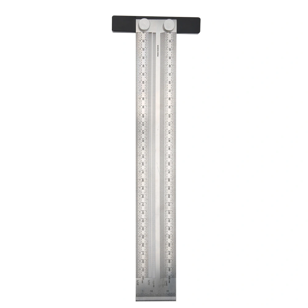 Hole Ruler Stainless Steel Line T Type Scale TRule Tool Measuring Industrial Supplies 300mm