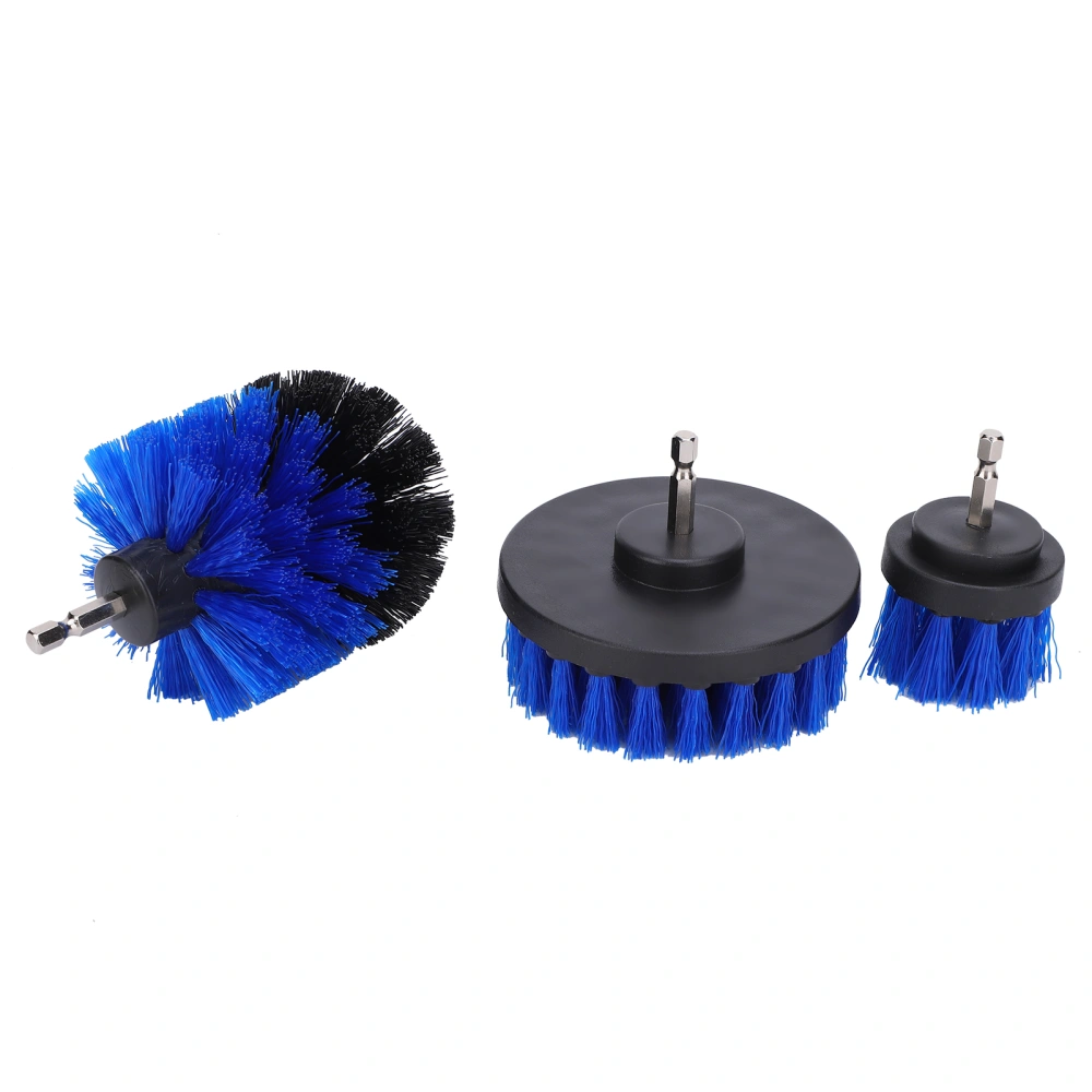 3Pcs Drill Brush Scrubber Kit Blue Power Cleaning Accessories for Bathtub Shower 1/4in