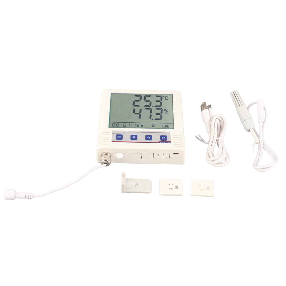 Temperature and Humidity Data Logger Accuracy External USB Recorder LCD Display DC 5V26W Group Data