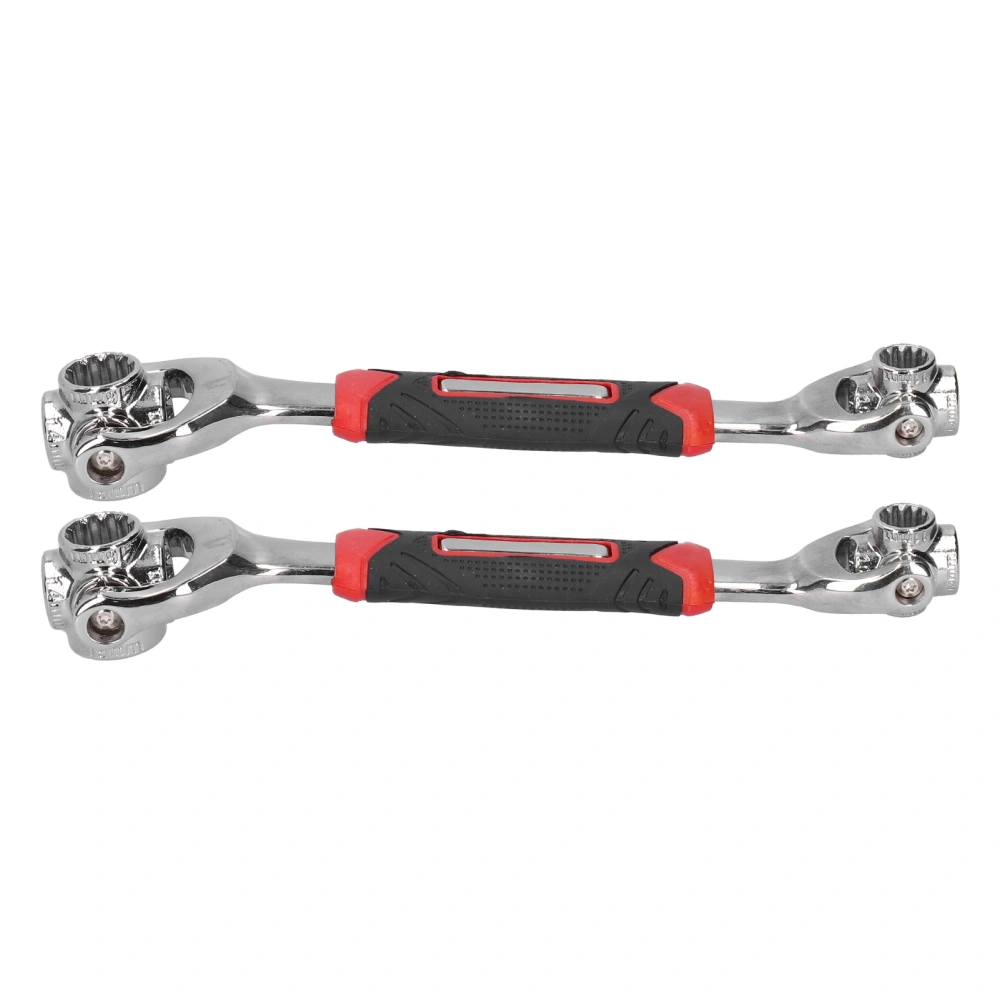 2Pcs 8 In 1 Socket Wrench Carbon Steel Multifunctional 360° Rotatable Hand Tools