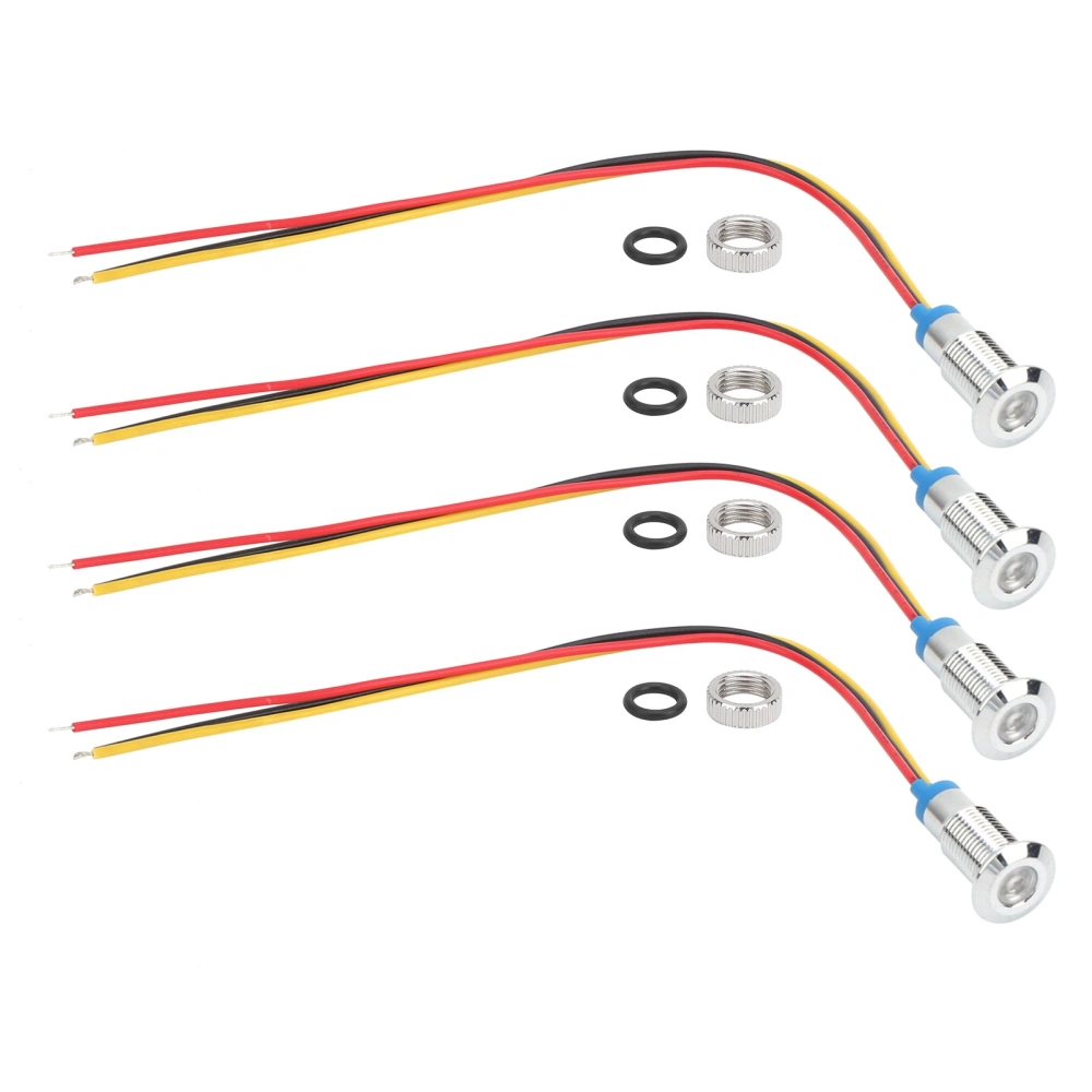 4 Set Metal LED Indicator Light Common Cathode Lamp Industrial Control Components 8mm 12‑24VRed and Yellow