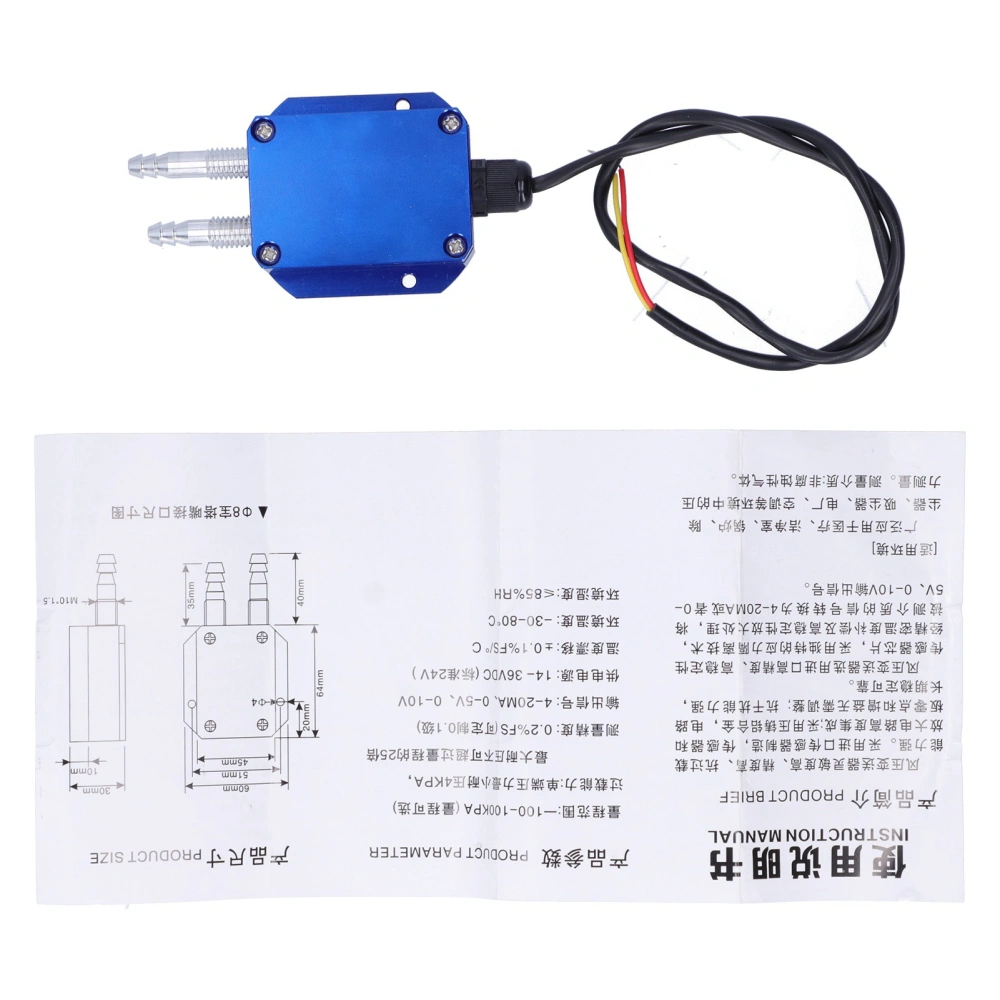 Wind Pressure Transmitter Blue DC24V Micro Differential Sensor for Boiler Coal Mine0-3kpa