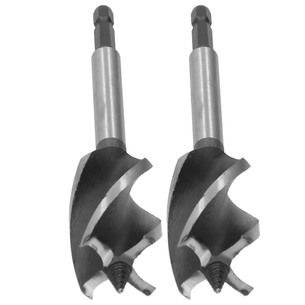 2Pcs Woodworking Drill Bit Metal Hole Saw Auger Bit 4‑Fulte 4‑Slot Hex Shank Cutter Tool 30mm