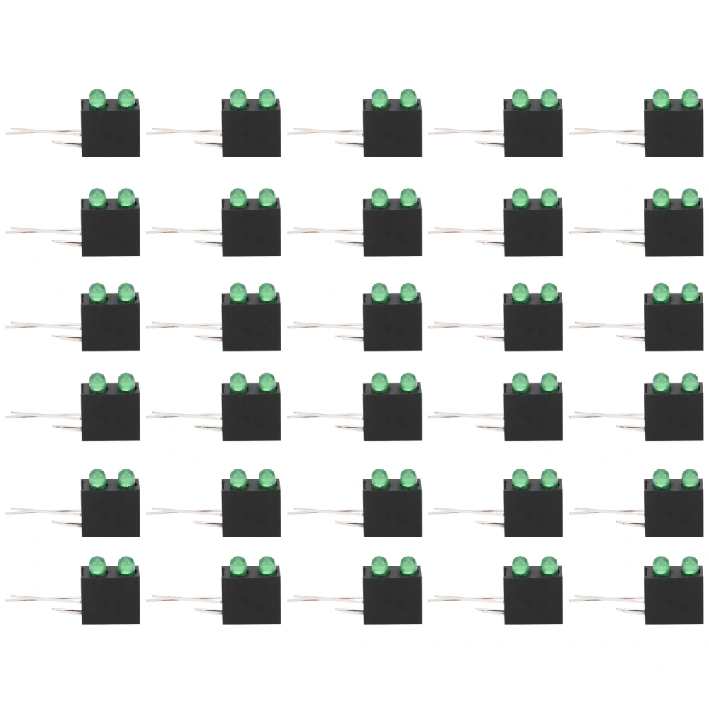 100Pcs 3mm Light Holder Dual Hole LED Diode Lamp with Base Industrial Indicator AccessoriesGreen Light