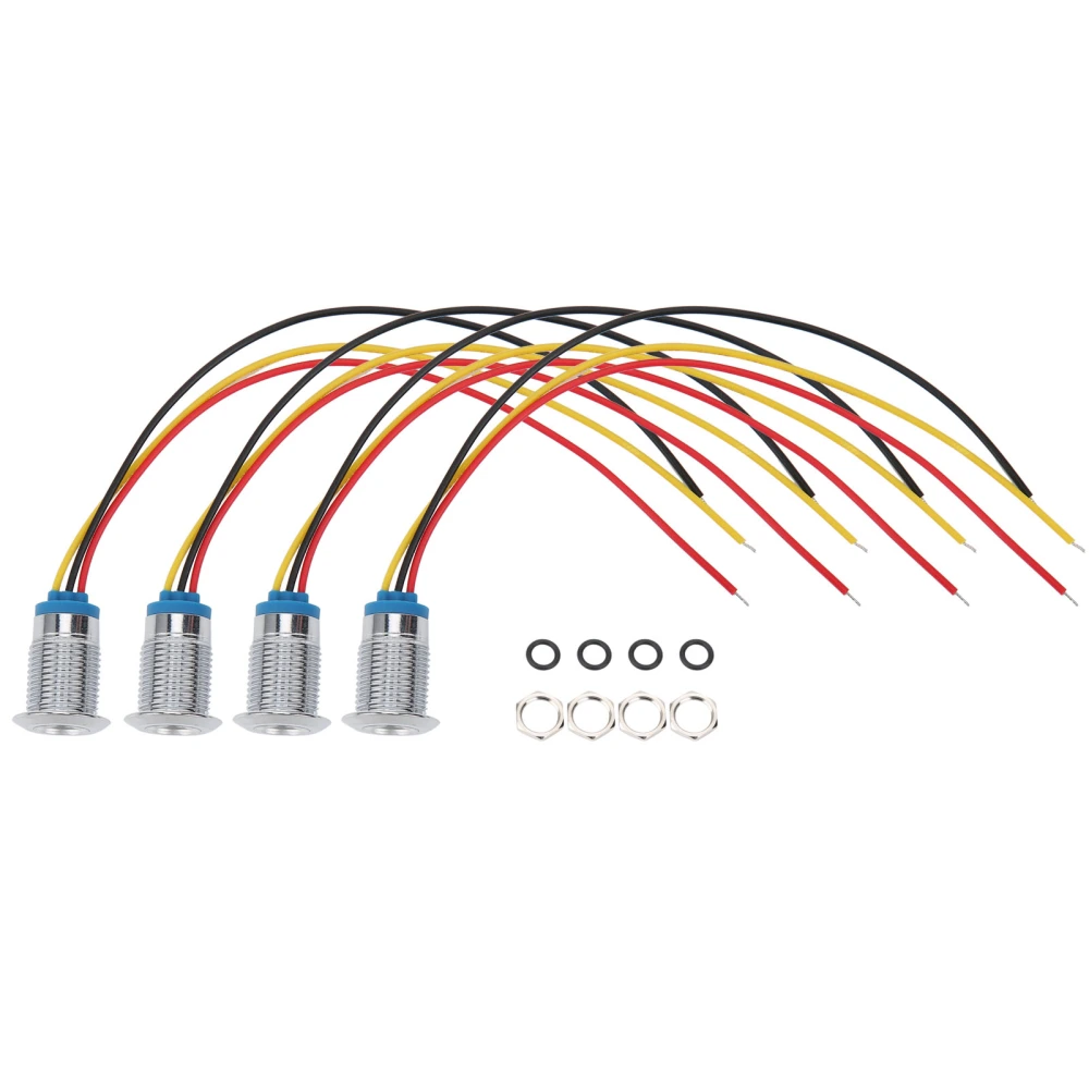 4 Set Indicator LED Light Waterproof Common Anode Industrial Control Components 12mm