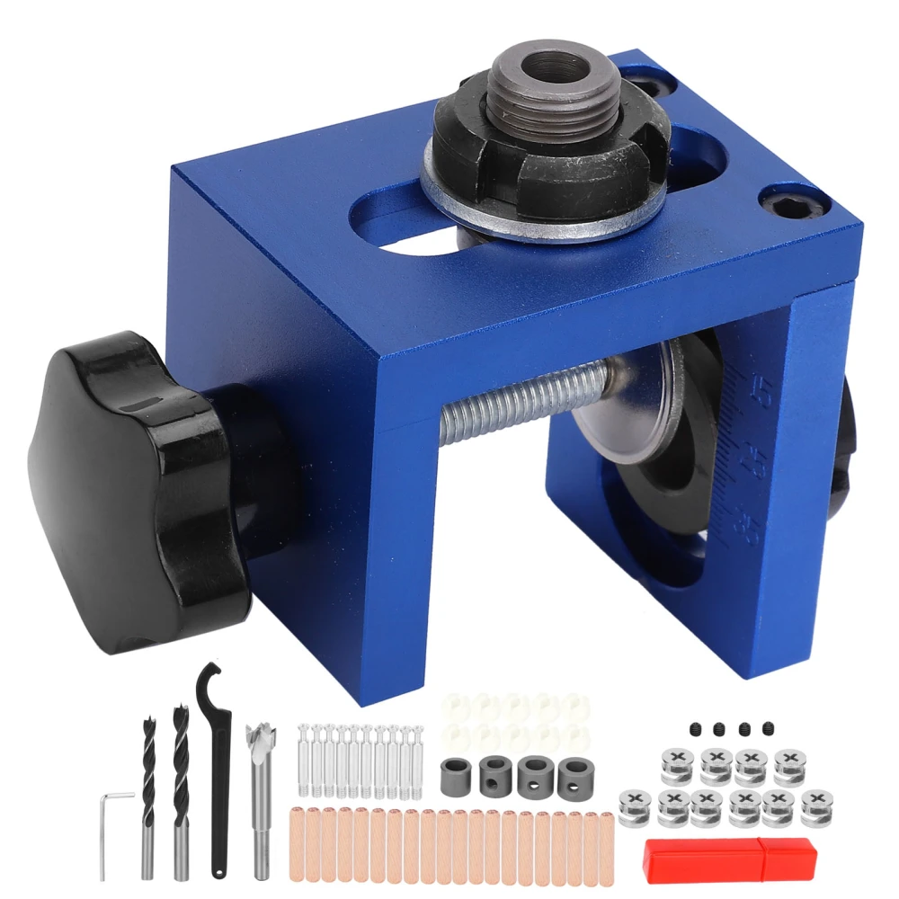 Wood Dowel Hole Drilling Guide Drill Bit Kit Punch Positioner Tool for Woodworking Carpentry