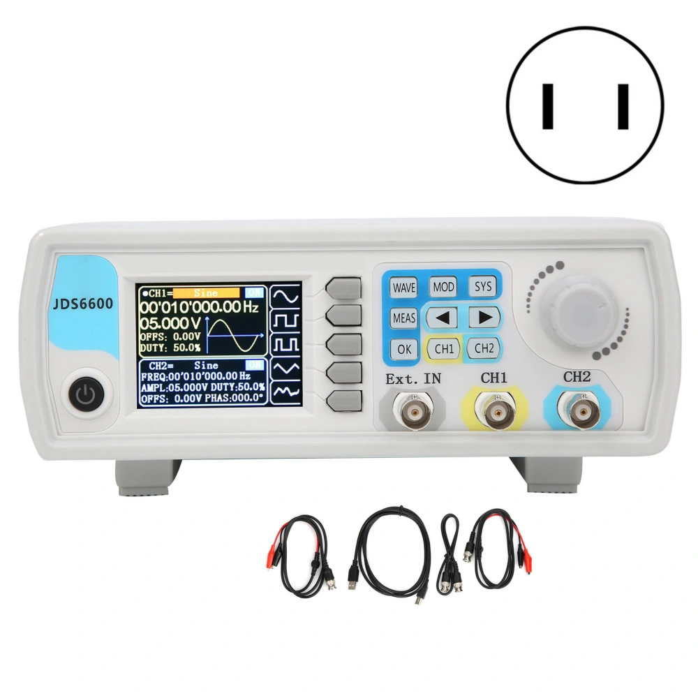 JDS6600‑40M 2 Channel DDS Arbitrary Waveform Signal Generator Frequency Meter AC100‑240VUS Plug