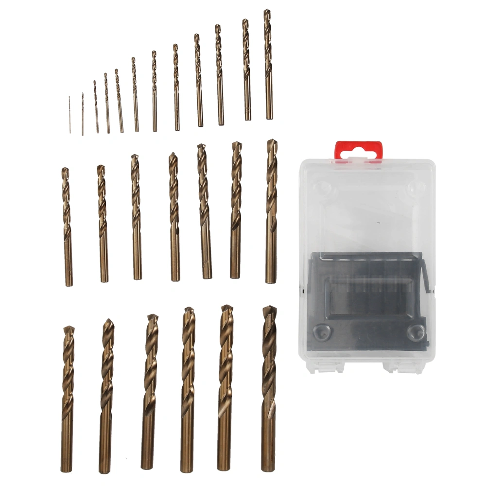 25Pcs Twist Drill Bit M35 Cobalt Steel Straight Shank for HSS Stainless Steel Plate 1‑13mm