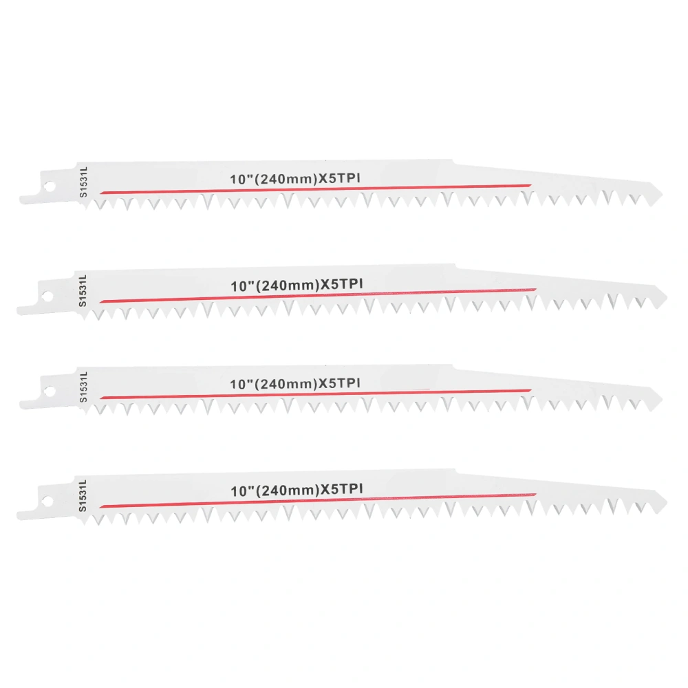 4Pcs Saw Blade HSS Reciprocating Wood Cutting Multifunction for Carpentry Tool 5PTI 240mm