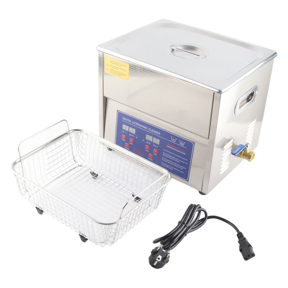 Ultrasonic Cleaner 10L Digital Display Ultra Sonic Tank Bath Cleaning Heater Timer MH‑040XEU Plug AC200-240V