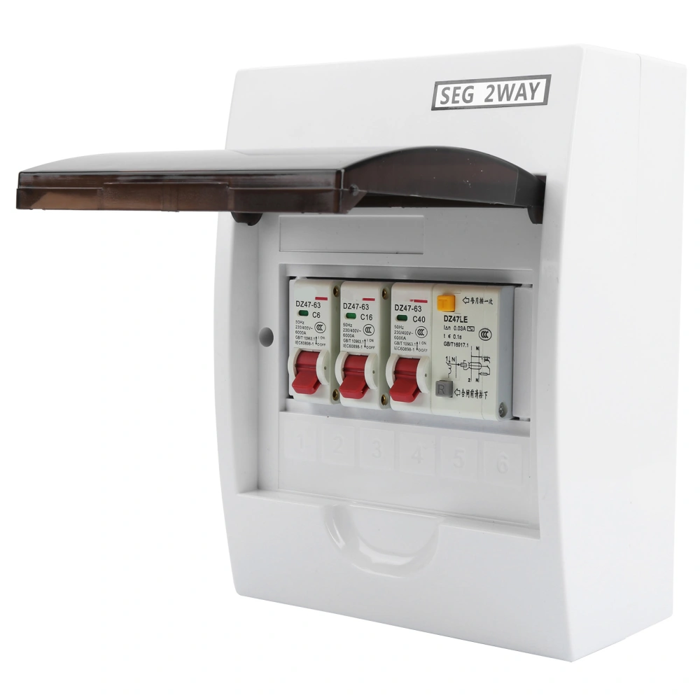 Fuse Box 2 Way 40A 30mA RCD + 2 MCB Power Supply Garage Residential Building Electricity Box