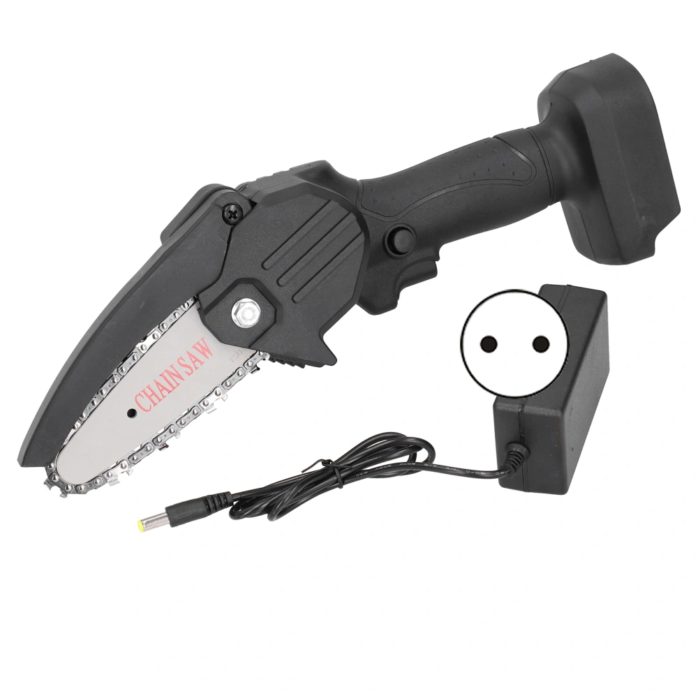 Cordless Electric Chain Saw Black Mini Rechargeable Woodworking Cutting Tools AC100-240VEU Plug