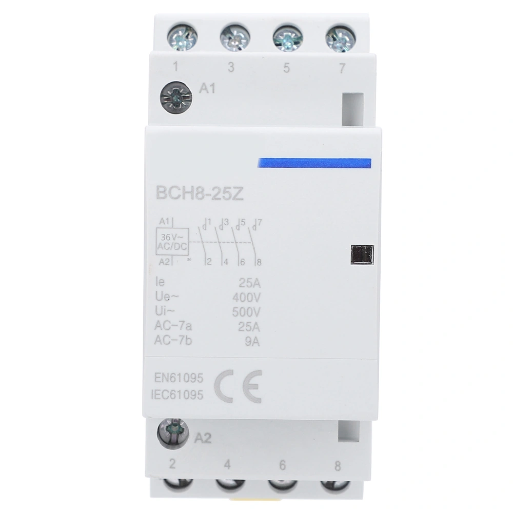 AC DC Voltage Contactor 25A Din Rail Normally Open Household Modular Switch Ultra MuteAC/DC 36V