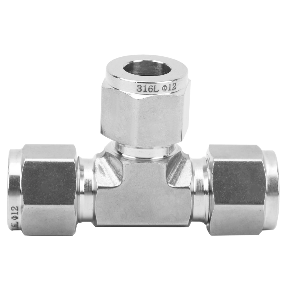 Compression Ferrule Connector Tee Equal Diameter 316 Stainless Steel Die Forging SS‑600‑3Ф12