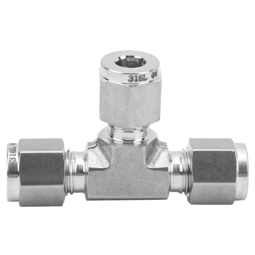 Compression Ferrule Connector Tee Equal Diameter 316 Stainless Steel Die Forging SS‑600‑3Ф6