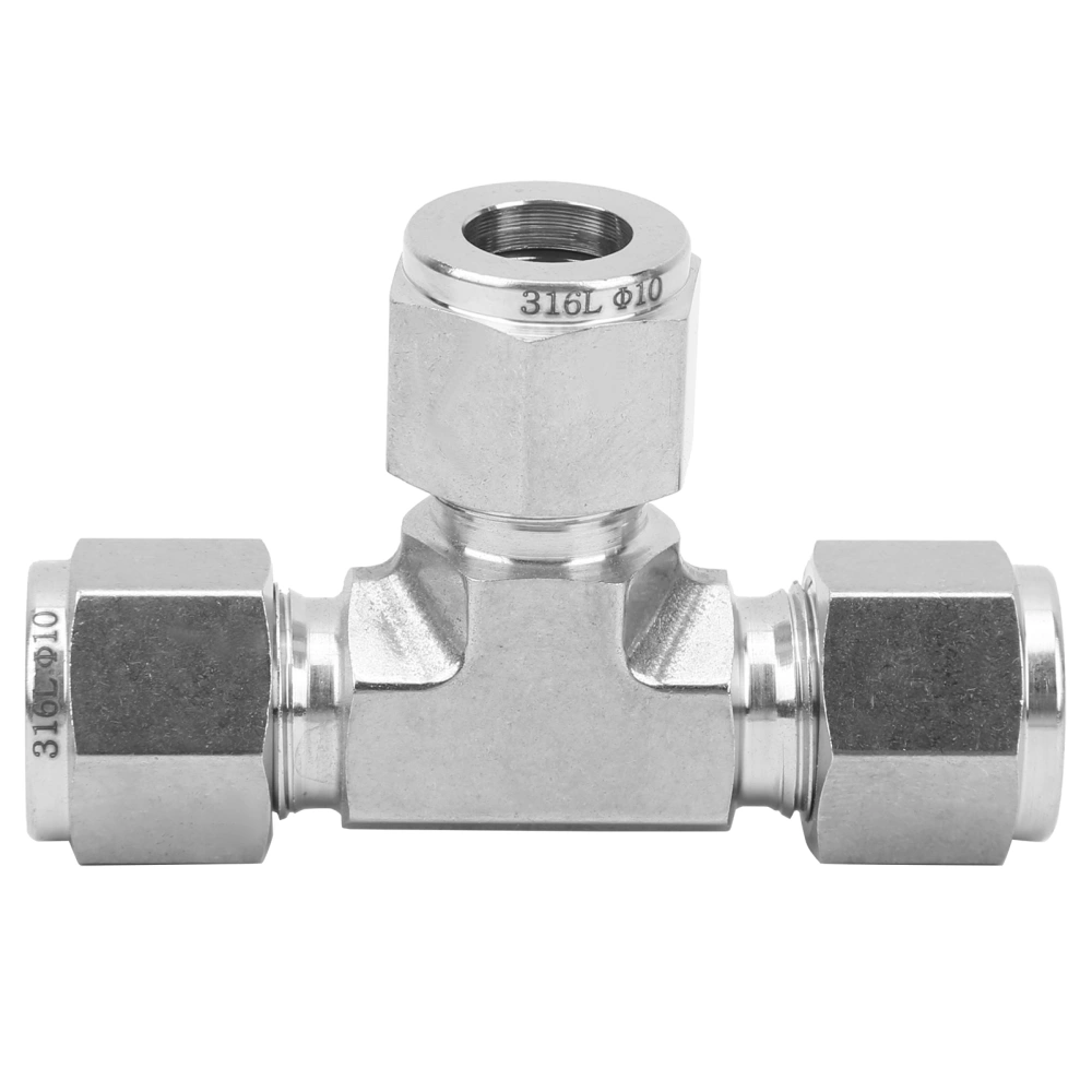 Compression Ferrule Connector Tee Equal Diameter 316 Stainless Steel Die Forging SS‑600‑3Ф10